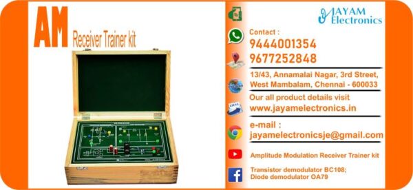 Contact or WhatsApp: 9444001354; 9677252848 Submit: Name:___________________________ Contact No.: _______________________ Your Requirements List: _____________ _________________________________ Or – Send e-mail: jayamelectronicsje@gmail.com We manufacturer the AM Receiver Trainer kit Amplitude Modulation Receiver - AM Receiver kit Transistor demodulator BC108; Diode demodulator OA79 RPS ±12V; Input AC 230V You can buy AM Receiver Trainer kit from us. We sell AM Receiver Trainer kit. AM Receiver Trainer kit is available with us. We have the AM Receiver Trainer kit. The AM Receiver Trainer kit we have. Call us to find out the price of a AM Receiver Trainer kit. Send us an e-mail to know the price of the AM Receiver Trainer kit. Ask us the price of a AM Receiver Trainer kit. We know the price of a AM Receiver Trainer kit. We have the price list of the AM Receiver Trainer kit.  We inform you the price list of AM Receiver Trainer kit. We send you the price list of AM Receiver Trainer kit, JAYAM Electronics produces AM Receiver Trainer kit. JAYAM Electronics prepares AM Receiver Trainer kit. JAYAM Electronics manufactures AM Receiver Trainer kit.  JAYAM Electronics offers AM Receiver Trainer kit.  JAYAM Electronics designs AM Receiver Trainer kit.  JAYAM Electronics is a AM Receiver Trainer kit company. JAYAM Electronics is a leading manufacturer of AM Receiver Trainer kit.  JAYAM Electronics produces the highest quality AM Receiver Trainer kit.  JAYAM Electronics sells AM Receiver Trainer kit at very low prices.  We have the AM Receiver Trainer kit.  You can buy AM Receiver Trainer kit from us Come to us to buy AM Receiver Trainer kit; Ask us to buy AM Receiver Trainer kit,  We are ready to offer you AM Receiver Trainer kit, AM Receiver Trainer kit is for sale in our sales center, The explanation is given in detail on our website. Or you can contact our mobile number to know the explanation, you can send your information to our e-mail address for clarification. The process description video for these has been uploaded on our YouTube channel. Videos of this are also given on our website. The AM Receiver Trainer kit is available at JAYAM Electronics, Chennai. AM Receiver Trainer kit is available at JAYAM Electronics in Chennai., Contact JAYAM Electronics in Chennai to purchase AM Receiver Trainer kit, JAYAM Electronics has a AM Receiver Trainer kit for sale in the city nearest to you., You can get the Auto, AM Receiver Trainer kit at JAYAM Electronics in the nearest town, Go to your nearest city and get a AM Receiver Trainer kit at JAYAM Electronics, JAYAM Electronics produces AM Receiver Trainer kit, The AM Receiver Trainer kit product is manufactured by JAYAM electronics, AM Receiver Trainer kit is manufactured by JAYAM Electronics in Chennai, AM Receiver Trainer kit is manufactured by JAYAM Electronics in Tamil Nadu, AM Receiver Trainer kit is manufactured by JAYAM Electronics in India, The name of the company that produces the AM Receiver Trainer kit is JAYAM Electronics, AM Receiver Trainer kit s produced by JAYAM Electronics, The AM Receiver Trainer kit is manufactured by JAYAM Electronics, AM Receiver Trainer kit is manufactured by JAYAM Electronics, JAYAM Electronics is producing AM Receiver Trainer kit, JAYAM Electronics has been producing and keeping AM Receiver Trainer kit, The AM Receiver Trainer kit is to be produced by JAYAM Electronics, AM Receiver Trainer kit is being produced by JAYAM Electronics, The AM Receiver Trainer kit is manufactured by JAYAM Electronics in good quality, JAYAM Electronics produces the highest quality AM Receiver Trainer kit, The highest quality AM Receiver Trainer kit is available at JAYAM Electronics, The highest quality AM Receiver Trainer kit can be purchased at JAYAM Electronics, Quality AM Receiver Trainer kit is for sale at JAYAM Electronics, You can get the device by sending information to that company from the send inquiry page on the website of JAYAM Electronics to buy the AM Receiver Trainer kit, You can buy the AM Receiver Trainer kit by sending a letter to JAYAM Electronics at jayamelectronicsje@gmail.com  Contact JAYAM Electronics at 9444001354 - 9677252848 to purchase a AM Receiver Trainer kit, JAYAM Electronics sells AM Receiver Trainer kit, The AM Receiver Trainer kit is sold by JAYAM Electronics; The AM Receiver Trainer kit is sold at JAYAM Electronics; An explanation of how to use a AM Receiver Trainer kit  is given on the website of JAYAM Electronics; An explanation of how to use a AM Receiver Trainer kit is given on JAYAM Electronics' YouTube channel; For an explanation of how to use a AM Receiver Trainer kit, call JAYAM Electronics at 9444001354.; An explanation of how the AM Receiver Trainer kit works is given on the JAYAM Electronics website.; An explanation of how the AM Receiver Trainer kit works is given in a video on the JAYAM Electronics YouTube channel.; Contact JAYAM Electronics at 9444001354 for an explanation of how the AM Receiver Trainer kit  works.; Search Google for JAYAM Electronics to buy AM Receiver Trainer kit; Search the JAYAM Electronics website to buy AM Receiver Trainer kit; Send e-mail through JAYAM Electronics website to buy AM Receiver Trainer kit; Order JAYAM Electronics to buy AM Receiver Trainer kit; Send an e-mail to JAYAM Electronics to buy AM Receiver Trainer kit; Contact JAYAM Electronics to purchase AM Receiver Trainer kit; Contact JAYAM Electronics to buy AM Receiver Trainer kit. The AM Receiver Trainer kit can be purchased at JAYAM Electronics.; The AM Receiver Trainer kit is available at JAYAM Electronics. The name of the company that produces the AM Receiver Trainer kit is JAYAM Electronics, based in Chennai, Tamil Nadu.; JAYAM Electronics in Chennai, Tamil Nadu manufactures AM Receiver Trainer kit. AM Receiver Trainer kit Company is based in Chennai, Tamil Nadu.; AM Receiver Trainer kit Production Company operates in Chennai.; AM Receiver Trainer kit Production Company is operating in Tamil Nadu.; AM Receiver Trainer kit Production Company is based in Chennai.; AM Receiver Trainer kit Production Company is established in Chennai. Address of the company producing the AM Receiver Trainer kit; JAYAM Electronics, 13/43, Annamalai Nagar, 3rd Street, West Mambalam, Chennai – 600033 Google Map link to the company that produces the AM Receiver Trainer kit https://goo.gl/maps/4pLXp2ub9dgfwMK37 Use me on 9444001354 to contact the AM Receiver Trainer kit Production Company. https://www.jayamelectronics.in/contact Send information mail to: jayamelectronicsje@gmail.com to contact AM Receiver Trainer kit Production Company. The description of the AM Receiver Trainer kit is available at JAYAM Electronics. Contact JAYAM Electronics to find out more about AM Receiver Trainer kit. Contact JAYAM Electronics for an explanation of the AM Receiver Trainer kit. JAYAM Electronics gives you full details about the AM Receiver Trainer kit. JAYAM Electronics will tell you the full details about the AM Receiver Trainer kit. AM Receiver Trainer kit embrace details are also provided by JAYAM Electronics. JAYAM Electronics also lectures on the AM Receiver Trainer kit. JAYAM Electronics provides full information about the AM Receiver Trainer kit. Contact JAYAM Electronics for details on AM Receiver Trainer kit. Contact JAYAM Electronics for an explanation of the AM Receiver Trainer kit. AM Receiver Trainer kit is owned by JAYAM Electronics. The AM Receiver Trainer kit is manufactured by JAYAM Electronics. The AM Receiver Trainer kit belongs to JAYAM Electronics. Designed by AM Receiver Trainer kit JAYAM Electronics. The company that made the AM Receiver Trainer kit is JAYAM Electronics. The name of the company that produced the AM Receiver Trainer kit is JAYAM Electronics. AM Receiver Trainer kit is produced by JAYAM Electronics. The AM Receiver Trainer kit company is JAYAM Electronics. Details of what the AM Receiver Trainer kit is used for are given on the website of JAYAM Electronics. Details of where the AM Receiver Trainer kit is used are given on the website of JAYAM Electronics.; AM Receiver Trainer kit is available her; You can buy AM Receiver Trainer kit from us; You can get the AM Receiver Trainer kit from us; We present to you the AM Receiver Trainer kit; We supply AM Receiver Trainer kit; We are selling AM Receiver Trainer kit. Come to us to buy AM Receiver Trainer kit; Ask us to buy a AM Receiver Trainer kit Contact us to buy AM Receiver Trainer kit; Come to us to buy AM Receiver Trainer kit we offer you.; Yes we sell AM Receiver Trainer kit; Yes AM Receiver Trainer kit is for sale with us.; We sell AM Receiver Trainer kit; We have AM Receiver Trainer kit for sale.; We are selling AM Receiver Trainer kit; Selling AM Receiver Trainer kit is our business.; Our business is selling AM Receiver Trainer kit. Giving AM Receiver Trainer kit is our profession. We also have AM Receiver Trainer kit for sale. We also have off model AM Receiver Trainer kit for sale. We have AM Receiver Trainer kit for sale in a variety of models. In many leaflets we make and sell AM Receiver Trainer kit This is where we sell AM Receiver Trainer kit We sell AM Receiver Trainer kit in all cities. We sell our product AM Receiver Trainer kit in all cities. We produce and supply the AM Receiver Trainer kit required for all companies. Our company sells AM Receiver Trainer kit AM Receiver Trainer kit is sold in our company JAYAM Electronics sells AM Receiver Trainer kit The AM Receiver Trainer kit is sold by JAYAM Electronics. JAYAM Electronics is a company that sells AM Receiver Trainer kit. JAYAM Electronics only sells AM Receiver Trainer kit. We know the description of the AM Receiver Trainer kit. We know the frustration about the AM Receiver Trainer kit. Our company knows the description of the AM Receiver Trainer kit We report descriptions of the AM Receiver Trainer kit. We are ready to give you a description of the AM Receiver Trainer kit. Contact us to get an explanation about the AM Receiver Trainer kit. If you ask us, we will give you an explanation of the AM Receiver Trainer kit. Come to us for an explanation of the AM Receiver Trainer kit we provide you. Contact us we will give you an explanation about the AM Receiver Trainer kit. Description of the AM Receiver Trainer kit we know We know the description of the AM Receiver Trainer kit To give an explanation of the AM Receiver Trainer kit we can. Our company offers a description of the AM Receiver Trainer kit JAYAM Electronics offers a description of the AM Receiver Trainer kit AM Receiver Trainer kit implementation is also available in our company AM Receiver Trainer kit implementation is also available at JAYAM Electronics If you order a AM Receiver Trainer kit online, we are ready to give you a direct delivery and demonstration.; www.jayamelectronics.in www.jayamelectronics.com we are ready to give you a direct delivery and demonstration.; To order a AM Receiver Trainer kit online, register your details on the JAYAM Electronics website and place an order. We will deliver at your address.; The AM Receiver Trainer kit can be purchased online. JAYAM Electronic Company Ordering AM Receiver Trainer kit Online We come in person and deliver The AM Receiver Trainer kit can be ordered online at JAYAM Electronics Contact JAYAM Electronics to order AM Receiver Trainer kit online We will inform the price of the AM Receiver Trainer kit; We know the price of a AM Receiver Trainer kit; We give the price of the AM Receiver Trainer kit; Price of AM Receiver Trainer kit we will send you an e-mail; We send you a sms on the price of a AM Receiver Trainer kit; We send you WhatsApp the price of AM Receiver Trainer kit Call and let us know the price of the AM Receiver Trainer kit; We will send you the price list of AM Receiver Trainer kit by e-mail; We have the AM Receiver Trainer kit price list We send you the AM Receiver Trainer kit price list; The AM Receiver Trainer kit price list is ready; We give you the list of AM Receiver Trainer kit prices We give you the AM Receiver Trainer kit quote; We send you an e-mail with a AM Receiver Trainer kit quote; We provide AM Receiver Trainer kit quotes; We send AM Receiver Trainer kit quotes; The AM Receiver Trainer kit quote is ready AM Receiver Trainer kit quote will be given to you soon; The AM Receiver Trainer kit quote will be sent to you by WhatsApp; We provide you with the kind of signals you use to make a AM Receiver Trainer kit; Check out the JAYAM Electronics website to learn how AM Receiver Trainer kit works; Search the JAYAM Electronics website to learn how AM Receiver Trainer kit works; How the AM Receiver Trainer kit works is given on the JAYAM Electronics website; Contact JAYAM Electronics to find out how the AM Receiver Trainer kit works; www.jayamelectronics.in and www.jayamelectronics.com; The AM Receiver Trainer kit process description video is given on the JAYAM Electronics YouTube channel; AM Receiver Trainer kit process description can be heard at JAYAM Electronics Contact No. 9444001354 For a description of the AM Receiver Trainer kit process call JAYAM Electronics on 9444001354 and 9677252848; Contact JAYAM Electronics to find out the functions of the AM Receiver Trainer kit; The functions of the AM Receiver Trainer kit are given on the JAYAM Electronics website; The functions of the AM Receiver Trainer kit can be found on the JAYAM Electronics website; Contact JAYAM Electronics to find out the functional technology of the AM Receiver Trainer kit; Search the JAYAM Electronics website to learn the functional technology of the AM Receiver Trainer kit; JAYAM Electronics Technology Company produces AM Receiver Trainer kit; AM Receiver Trainer kit is manufactured by JAYAM Electronics Technology in Chennai; AM Receiver Trainer kit Here is information on what kind of technology they use; AM Receiver Trainer kit here is an explanation of what kind of technology they use; AM Receiver Trainer kit We provide an explanation of what kind of technology they use; Here you can find an explanation of why they produce AM Receiver Trainer kit for any kind of use; They produce AM Receiver Trainer kit for any kind of use and the explanation of it is given here; Find out here what AM Receiver Trainer kit they produce for any kind of use; We have posted on our website a very clear and concise description of what the AM Receiver Trainer kit will look like. We have explained the shape of AM Receiver Trainer kit and their appearance very accurately on our website; Visit our website to know what shape the AM Receiver Trainer kit should look like. We have given you a very clear and descriptive explanation of them.; If you place an order, we will give you a full explanation of what the AM Receiver Trainer kit should look like and how to use it when delivering We will explain to you the full explanation of why AM Receiver Trainer kit should not be used under any circumstances when it comes to AM Receiver Trainer kit supply. We will give you a full explanation of who uses, where, and for what purpose the AM Receiver Trainer kit and give a full explanation of their uses and how the AM Receiver Trainer kit works.; We make and deliver whatever AM Receiver Trainer kit you need We have posted the full description of what a AM Receiver Trainer kit is, how it works and where it is used very clearly in our website section. We have also posted the technical description of the AM Receiver Trainer kit; We have the highest quality AM Receiver Trainer kit; JAYAM Electronics in Chennai has the highest quality AM Receiver Trainer kit; We have the highest quality AM Receiver Trainer kit; Our company has the highest quality AM Receiver Trainer kit; Our factory produces the highest quality AM Receiver Trainer kit; Our company prepares the highest quality AM Receiver Trainer kit We sell the highest quality AM Receiver Trainer kit; Our company sells the highest quality AM Receiver Trainer kit; Our sales officers sell the highest quality AM Receiver Trainer kit We know the full description of the AM Receiver Trainer kit; Our company’s technicians know the full description of the AM Receiver Trainer kit; Contact our corporate technical engineers to hear the full description of the AM Receiver Trainer kit; A full description of the AM Receiver Trainer kit will be provided to you by our Industrial Engineering Company Our company's AM Receiver Trainer kit is very good, easy to use and long lasting The AM Receiver Trainer kit prepared by our company is of high quality and has excellent performance; Our company's technicians will come to you and explain how to use AM Receiver Trainer kit to get good results.; Our company is ready to explain the use of AM Receiver Trainer kit very clearly; Come to us and we will explain to you very clearly how AM Receiver Trainer kit is used; Use the AM Receiver Trainer kit made by our JAYAM Electronics Company, we have designed to suit your need; Use AM Receiver Trainer kit produced by our company JAYAM Electronics will give you very good results   You can buy AM Receiver Trainer kit at our JAYAM Electronics; Buying AM Receiver Trainer kit at our company JAYAM Electronics is very special; Buying AM Receiver Trainer kit at our company will give you good results; Buy AM Receiver Trainer kit in our company to fulfill your need; Technical institutes, Educational institutes, Manufacturing companies, Engineering companies, Engineering colleges, Electronics companies, Electrical companies, Motor vehicle manufacturing companies, Electrical repair companies, Polytechnic colleges, Vocational education institutes, ITI educational institutions, Technical education institutes, Industrial technical training Educational institutions and technical equipment manufacturing companies buy AM Receiver Trainer kit from us You can buy AM Receiver Trainer kit from us as per your requirement. We produce and deliver AM Receiver Trainer kit that meet your technical expectations in the form and appearance you expect.; We provide the AM Receiver Trainer kit order to those who need it. It is very easy to order and buy AM Receiver Trainer kit from us. You can contact us through WhatsApp or via e-mail message and get the AM Receiver Trainer kit you need. You can order AM Receiver Trainer kit from our websites www.jayamelectronics.in and www.jayamelectronics.com If you order a AM Receiver Trainer kit from us, we will bring the AM Receiver Trainer kit in person and let you know what it is and how to operate it You do not have to worry about how to buy a AM Receiver Trainer kit. You can see the picture and technical specification of the AM Receiver Trainer kit on our website and order it from our website. As soon as we receive your order we will come in person and give you the AM Receiver Trainer kit with full description Everyone who needs a AM Receiver Trainer kit can order it at our company Our JAYAM Electronics sells AM Receiver Trainer kit directly from Chennai to other cities across Tamil Nadu.; We manufacture our AM Receiver Trainer kit in technical form and structure for engineering colleges, polytechnic colleges, science colleges, technical training institutes, electronics factories, electrical factories, electronics manufacturing companies and Anna University engineering colleges across India. The AM Receiver Trainer kit is used in electrical laboratories in engineering colleges. The AM Receiver Trainer kit is used in electronics labs in engineering colleges. AM Receiver Trainer kit is used in electronics technology laboratories. AM Receiver Trainer kit is used in electrical technology laboratories. The AM Receiver Trainer kit is used in laboratories in science colleges. AM Receiver Trainer kit is used in electronics industry. AM Receiver Trainer kit is used in electrical factories. AM Receiver Trainer kit is used in the manufacture of electronic devices. AM Receiver Trainer kit is used in companies that manufacture electronic devices. The AM Receiver Trainer kit is used in laboratories in polytechnic colleges. The AM Receiver Trainer kit is used in laboratories within ITI educational institutions.; The AM Receiver Trainer kit is sold at JAYAM Electronics in Chennai. Contact us on 9444001354 and 9677252848. JAYAM Electronics sells AM Receiver Trainer kit from Chennai to Tamil Nadu and all over India. AM Receiver Trainer kit we prepare; The AM Receiver Trainer kit is made in our company AM Receiver Trainer kit is manufactured by our JAYAM Electronics Company in Chennai AM Receiver Trainer kit is also for electrical companies. Also manufactured for electronics companies. The AM Receiver Trainer kit is made for use in electrical laboratories. The AM Receiver Trainer kit is manufactured by our JAYAM Electronics for use in electronics labs.; Our company produces AM Receiver Trainer kit for the needs of the users JAYAM Electronics, 13/43, Annnamalai Nagar, 3rd Street, West Mambalam, Chennai 600033; The AM Receiver Trainer kit is made with the highest quality raw materials. Our company is a leader in AM Receiver Trainer kit production. The most specialized well experienced technicians are in AM Receiver Trainer kit production. AM Receiver Trainer kit is manufactured by our company to give very good result and durable. You can benefit by buying AM Receiver Trainer kit of good quality at very low price in our company.; The AM Receiver Trainer kit can be purchased at our JAYAM Electronics. The technical engineers at our company will let you know the description of the variable AM Receiver Trainer kit in a very clear and well-understood way.; We give you the full description of the AM Receiver Trainer kit; Engineers in the field of electrical and electronics use the AM Receiver Trainer kit.; We produce AM Receiver Trainer kit for your need. We make and sell AM Receiver Trainer kit as per your use.; Buy AM Receiver Trainer kit from us as per your need.; Try the AM Receiver Trainer kit made by our JAYAM Electronics and you will get very good results.; You can order and buy AM Receiver Trainer kit online at our company; AM Receiver Trainer kit vendors in JAYAM Electronics; https://goo.gl/maps/iNmGxCXyuQsrNbYr6 https://goo.gl/maps/1awmdNMBUXAKBQ859 https://goo.gl/maps/Y8QF1fkebsGBQ7uq9 https://g.page/jayamelectronics?share https://goo.gl/maps/5FxV43ZFQ7eJNyUm7 https://goo.gl/maps/pvoGe3drrkJzqNFD8 https://goo.gl/maps/ePdfXKymBbRzxC3H6 https://goo.gl/maps/ktsHN9a8wfqmVUit7 www.jayamelectronics.com https://jayamelectronics.com/index.php/shop/ www.jayamelectronics.in https://www.jayamelectronics.in/products https://www.jayamelectronics.in/contact https://www.youtube.com/@jayamelectronics-productso4975/videos JAYAM Electronics YouTube Link DIAC Characteristics Trainer kit Experiment Video Link TRIAC Characteristics Trainer kit Experiment Video Link Photo Transistor Characteristics Trainer kit Experiment Video Link LDR Characteristics Experiment Video Link Photo Diode Characteristics Experiment Video Link SCR Characteristics Experiment Video Link DC Power Supply Manufacturers – Chennai – Tamil Nadu – India Power Supply Manufacturers – Chennai – Tamil Nadu – India AM Receiver Trainer kit Experiment Video Link Electrical House Wiring Demonstration Trainer kit Video Link 8051 Microcontroller Trainer kit Program Experiment Video Link LVDT Trainer kit Experiment Video Link Process Automation Trainer kit Experiment Video Link PLC with Conveyor interfacing Experiment video PLC Trainer kit Program Experiment Video Link PLC with Lift Module Interfacing Experiment Video Link DC Power Supply Manufacturers in Chennai Tamil Nadu Digital IC Trainer Kit Manufacturers – Chennai – Tamil Nadu – India – Video Lab Equipment Manufacturers – Chennai – Tamil Nadu – India   Lab Equipment Suppliers – Chennai – Tamil Nadu – India Lab Instruments Manufacturers – Chennai – Tamil Nadu – India Lab Instruments Suppliers – Chennai – Tamil Nadu – India Engineering College Lab Equipment Manufacturers – Chennai – Tamil Nadu – India Engineering College Lab Equipment Suppliers – Chennai – Tamil Nadu – India Engineering College Lab Instruments Manufacturers – Chennai – Tamil Nadu – India Engineering College Lab Instruments Suppliers – Chennai – Tamil Nadu – India Polytechnic College Lab Equipment Manufacturers – Chennai – Tamil Nadu – India Polytechnic College Lab Equipment Suppliers – Chennai – Tamil Nadu – India Polytechnic College Lab Instruments Manufacturers – Chennai – Tamil Nadu – India Polytechnic College Lab Instruments Suppliers – Chennai – Tamil Nadu – India ITI Lab Equipment Manufacturers – Chennai – Tamil Nadu – India ITI Lab Equipment Suppliers – Chennai – Tamil Nadu – India ITI Lab Instruments Manufacturers – Chennai – Tamil Nadu – India ITI Lab Instruments Suppliers – Chennai – Tamil Nadu – India Electrical Lab Equipment Manufacturers – Chennai – Tamil Nadu – India Electrical Lab Equipment Suppliers – Chennai – Tamil Nadu – India Electrical Lab Instruments Manufacturers – Chennai – Tamil Nadu – India Electrical Lab Instruments Suppliers – Chennai – Tamil Nadu – India Electronics Lab Equipment Manufacturers – Chennai – Tamil Nadu – India Electronics Lab Equipment Suppliers – Chennai – Tamil Nadu – India Electronics Lab Instruments Manufacturers – Chennai – Tamil Nadu – India Electronics Lab Instruments Suppliers – Chennai – Tamil Nadu – India Laboratory Equipment Manufacturers – Chennai – Tamil Nadu – India Laboratory Equipment Suppliers – Chennai – Tamil Nadu – India Laboratory Instruments Manufacturers – Chennai – Tamil Nadu – India Laboratory Instruments Suppliers – Chennai – Tamil Nadu – India Engineering College Laboratory Equipment Manufacturers – Chennai – Tamil Nadu – India Engineering College Laboratory Equipment Suppliers – Chennai – Tamil Nadu – India Engineering College Laboratory Instruments Manufacturers – Chennai – Tamil Nadu – India Engineering College Laboratory Instruments Suppliers – Chennai – Tamil Nadu – India Polytechnic College Laboratory Equipment Manufacturers – Chennai – Tamil Nadu – India Polytechnic College Laboratory Equipment Suppliers – Chennai – Tamil Nadu – India Polytechnic College Laboratory Instruments Manufacturers – Chennai – Tamil Nadu – India Polytechnic College Laboratory Instruments Suppliers – Chennai – Tamil Nadu – India ITI Laboratory Equipment Manufacturers – Chennai – Tamil Nadu – India ITI Laboratory Equipment Suppliers – Chennai – Tamil Nadu – India ITI Laboratory Instruments Manufacturers – Chennai – Tamil Nadu – India ITI Laboratory Instruments Suppliers – Chennai – Tamil Nadu – India Electrical Laboratory Equipment Manufacturers – Chennai – Tamil Nadu – India Electrical Laboratory Equipment Suppliers – Chennai – Tamil Nadu – India Electrical Laboratory Instruments Manufacturers – Chennai – Tamil Nadu – India Electrical Laboratory Instruments Suppliers – Chennai – Tamil Nadu – India Electronics Laboratory Equipment Manufacturers – Chennai – Tamil Nadu – India Electronics Laboratory Equipment Suppliers – Chennai – Tamil Nadu – India Electronics Laboratory Instruments Manufacturers – Chennai – Tamil Nadu – India Electronics Laboratory Instruments Suppliers – Chennai – Tamil Nadu – India JAYAM Electronics Lab Equipment Manufacturers – Chennai – Tamil Nadu – India   Lab Equipment Suppliers – Chennai – Tamil Nadu – India Lab Instruments Manufacturers – Chennai – Tamil Nadu – India Lab Instruments Suppliers – Chennai – Tamil Nadu – India Engineering College Lab Equipment Manufacturers – Chennai – Tamil Nadu – India Engineering College Lab Equipment Suppliers – Chennai – Tamil Nadu – India Engineering College Lab Instruments Manufacturers – Chennai – Tamil Nadu – India Engineering College Lab Instruments Suppliers – Chennai – Tamil Nadu – India Polytechnic College Lab Equipment Manufacturers – Chennai – Tamil Nadu – India Polytechnic College Lab Equipment Suppliers – Chennai – Tamil Nadu – India Polytechnic College Lab Instruments Manufacturers – Chennai – Tamil Nadu – India Polytechnic College Lab Instruments Suppliers – Chennai – Tamil Nadu – India ITI Lab Equipment Manufacturers – Chennai – Tamil Nadu – India ITI Lab Equipment Suppliers – Chennai – Tamil Nadu – India ITI Lab Instruments Manufacturers – Chennai – Tamil Nadu – India ITI Lab Instruments Suppliers – Chennai – Tamil Nadu – India Electrical Lab Equipment Manufacturers – Chennai – Tamil Nadu – India Electrical Lab Equipment Suppliers – Chennai – Tamil Nadu – India Electrical Lab Instruments Manufacturers – Chennai – Tamil Nadu – India Electrical Lab Instruments Suppliers – Chennai – Tamil Nadu – India Electronics Lab Equipment Manufacturers – Chennai – Tamil Nadu – India Electronics Lab Equipment Suppliers – Chennai – Tamil Nadu – India Electronics Lab Instruments Manufacturers – Chennai – Tamil Nadu – India Electronics Lab Instruments Suppliers – Chennai – Tamil Nadu – India Laboratory Equipment Manufacturers – Chennai – Tamil Nadu – India Laboratory Equipment Suppliers – Chennai – Tamil Nadu – India Laboratory Instruments Manufacturers – Chennai – Tamil Nadu – India Laboratory Instruments Suppliers – Chennai – Tamil Nadu – India Engineering College Laboratory Equipment Manufacturers – Chennai – Tamil Nadu – India Engineering College Laboratory Equipment Suppliers – Chennai – Tamil Nadu – India Engineering College Laboratory Instruments Manufacturers – Chennai – Tamil Nadu – India Engineering College Laboratory Instruments Suppliers – Chennai – Tamil Nadu – India Polytechnic College Laboratory Equipment Manufacturers – Chennai – Tamil Nadu – India Polytechnic College Laboratory Equipment Suppliers – Chennai – Tamil Nadu – India Polytechnic College Laboratory Instruments Manufacturers – Chennai – Tamil Nadu – India Polytechnic College Laboratory Instruments Suppliers – Chennai – Tamil Nadu – India ITI Laboratory Equipment Manufacturers – Chennai – Tamil Nadu – India ITI Laboratory Equipment Suppliers – Chennai – Tamil Nadu – India ITI Laboratory Instruments Manufacturers – Chennai – Tamil Nadu – India ITI Laboratory Instruments Suppliers – Chennai – Tamil Nadu – India Electrical Laboratory Equipment Manufacturers – Chennai – Tamil Nadu – India Electrical Laboratory Equipment Suppliers – Chennai – Tamil Nadu – India Electrical Laboratory Instruments Manufacturers – Chennai – Tamil Nadu – India Electrical Laboratory Instruments Suppliers – Chennai – Tamil Nadu – India Electronics Laboratory Equipment Manufacturers – Chennai – Tamil Nadu – India Electronics Laboratory Equipment Suppliers – Chennai – Tamil Nadu – India Electronics Laboratory Instruments Manufacturers – Chennai – Tamil Nadu – India Electronics Laboratory Instruments Suppliers – Chennai – Tamil Nadu – India JAYAM Electronics, 13/43, Annamalai Nagar, 3rd Street, West Mambalam, Chennai – 600033 JAYAM Electronics, West Mambalam, Chennai 600033 AM Receiver Trainer kit Suppliers in India 9444001354 / 9677252848; AM Receiver Trainer kit vendors in India 9444001354 / 9677252848; AM Receiver Trainer kit Vendors in Tamil Nadu 9444001354 / 9677252848; AM Receiver Trainer kit vendors in Tamilnadu 9444001354 / 9677252848; AM Receiver Trainer kit vendors in Chennai 9444001354 / 9677252848; AM Receiver Trainer kit Vendors in JAYAM Electronics 9444001354 / 9677252848; AM Receiver Trainer kit Vendors in JAYAM Electronics Chennai 9444001354 / 9677252848; AM Receiver Trainer kit Suppliers in Tamil Nadu 9444001354 / 9677252848; AM Receiver Trainer kit Suppliers in Chennai 9444001354 / 9677252848; AM Receiver Trainer kit Suppliers in West mambalam 9444001354 / 9677252848; AM Receiver Trainer kit Suppliers in Tamil Nadu 9444001354 / 9677252848; AM Receiver Trainer kit Suppliers in Aminjikarai 9444001354 / 9677252848; AM Receiver Trainer kit Suppliers in Anna Nagar 9444001354 / 9677252848; AM Receiver Trainer kit Suppliers in Anna Road 9444001354 / 9677252848; AM Receiver Trainer kit Suppliers in Arumbakkam 9444001354 / 9677252848; AM Receiver Trainer kit Suppliers in Ashoknagar 9444001354 / 9677252848; AM Receiver Trainer kit Suppliers in Ayanavaram 9444001354 / 9677252848; AM Receiver Trainer kit Suppliers in Besantnagar 9444001354 / 9677252848; AM Receiver Trainer kit Suppliers in Broadway 9444001354 / 9677252848; AM Receiver Trainer kit Suppliers in Chennai medical college 9444001354 / 9677252848; AM Receiver Trainer kit Suppliers in Chepauk 9444001354 / 9677252848; AM Receiver Trainer kit Suppliers in Chetpet 9444001354 / 9677252848; AM Receiver Trainer kit Suppliers in Chintadripet 9444001354 / 9677252848; AM Receiver Trainer kit Suppliers in Choolai 9444001354 / 9677252848; AM Receiver Trainer kit Suppliers in Cholaimedu 9444001354 / 9677252848; AM Receiver Trainer kit Suppliers in Vaishnav college 9444001354 / 9677252848; AM Receiver Trainer kit Suppliers in Egmore 9444001354 / 9677252848; AM Receiver Trainer kit Suppliers in Ekkaduthangal 9444001354 / 9677252848;AM Receiver Trainer kit Suppliers in Ekkaduthangal 9444001354 / 9677252848; AM Receiver Trainer kit Suppliers in Engineerin college 9444001354 / 9677252848; AM Receiver Trainer kit Suppliers in Engineering College 9444001354 / 9677252848; AM Receiver Trainer kit Suppliers in Erukkancheri 9444001354 / 9677252848; AM Receiver Trainer kit Suppliers in Ethiraj Salai 9444001354 / 9677252848; AM Receiver Trainer kit Suppliers in Flower Bazaar 9444001354 / 9677252848; AM Receiver Trainer kit Suppliers in Gopalapuram 9444001354 / 9677252848; AM Receiver Trainer kit Suppliers in Govt. Stanley Hospital 9444001354 / 9677252848; AM Receiver Trainer kit Suppliers in Greams Road 9444001354 / 9677252848; AM Receiver Trainer kit Suppliers in Guindy Industrial Estate 9444001354 / 9677252848; AM Receiver Trainer kit Suppliers in Guindy 9444001354 / 9677252848; AM Receiver Trainer kit Suppliers in IFC 9444001354 / 9677252848; AM Receiver Trainer kit Suppliers in IIT 9444001354 / 9677252848; AM Receiver Trainer kit Suppliers in Jafferkhanpet 9444001354 / 9677252848; AM Receiver Trainer kit Suppliers in KK Nagar 9444001354 / 9677252848; AM Receiver Trainer kit Suppliers in Kilpauk 9444001354 / 9677252848; AM Receiver Trainer kit Suppliers in Kodambakkam 9444001354 / 9677252848; AM Receiver Trainer kit Suppliers in Kodungaiyur 9444001354 / 9677252848; AM Receiver Trainer kit Suppliers in Korrukupet 9444001354 / 9677252848; AM Receiver Trainer kit Suppliers in Kosapet 9444001354 / 9677252848; AM Receiver Trainer kit Suppliers in Kotturpuram 9444001354 / 9677252848; AM Receiver Trainer kit Suppliers in Koyambedu 9444001354 / 9677252848; AM Receiver Trainer kit Suppliers in Kumaran nagar 9444001354 / 9677252848; AM Receiver Trainer kit Suppliers in Lloyds estate 9444001354 / 9677252848; AM Receiver Trainer kit Suppliers in Loyola College 9444001354 / 9677252848; AM Receiver Trainer kit Suppliers in Madras Electricity 9444001354 / 9677252848; AM Receiver Trainer kit Suppliers in System 9444001354 / 9677252848; AM Receiver Trainer kit Suppliers in madras Medical College 9444001354 / 9677252848; AM Receiver Trainer kit Suppliers in Madras University 9444001354 / 9677252848; AM Receiver Trainer kit Suppliers in Anna University 9444001354 / 9677252848; Single Phase AM Receiver Trainer kit Suppliers in MIT 9444001354 / 9677252848; AM Receiver Trainer kit Suppliers in Mambalam 9444001354 / 9677252848; AM Receiver Trainer kit Suppliers in Mandaveli 9444001354 / 9677252848; AM Receiver Trainer kit Suppliers in Mannady 9444001354 / 9677252848; AM Receiver Trainer kit Suppliers in Medavakkam 9444001354 / 9677252848; AM Receiver Trainer kit Suppliers in Mint 9444001354 / 9677252848; AM Receiver Trainer kit Suppliers in CPT 9444001354 / 9677252848; AM Receiver Trainer kit Suppliers in WPT 9444001354 / 9677252848; AM Receiver Trainer kit Suppliers in Mylapore 9444001354 / 9677252848; AM Receiver Trainer kit Suppliers in Nandanam 9444001354 / 9677252848; AM Receiver Trainer kit Suppliers in Nerkundram 9444001354 / 9677252848; AM Receiver Trainer kit Suppliers in Nungambakkam 9444001354 / 9677252848; AM Receiver Trainer kit Suppliers in Park Town 9444001354 / 9677252848; AM Receiver Trainer kit Suppliers in Perambur 9444001354 / 9677252848; AM Receiver Trainer kit Suppliers in Pudupet 9444001354 / 9677252848; AM Receiver Trainer kit Suppliers in Purasawalkam 9444001354 / 9677252848; AM Receiver Trainer kit Suppliers in Raja Annamalipuram 9444001354 / 9677252848; AM Receiver Trainer kit Suppliers in Annamalaipuram 9444001354 / 9677252848; AM Receiver Trainer kit Suppliers in Rajarajan 9444001354 / 9677252848; AM Receiver Trainer kit Suppliers in https://www.jayamelectronics.in/products 9444001354 / 9677252848; AM Receiver Trainer kit Suppliers in www.jayamelectronics.com 9444001354 / 9677252848; AM Receiver Trainer kit Suppliers in uthur village 9444001354 / 9677252848; AM Receiver Trainer kit Suppliers in rajaji bhavan 9444001354 / 9677252848; AM Receiver Trainer kit Suppliers in rajbhavan 9444001354 / 9677252848; AM Receiver Trainer kit Suppliers in rayapuram 9444001354 / 9677252848; AM Receiver Trainer kit Suppliers in ripon buildings 9444001354 / 9677252848; AM Receiver Trainer kit Suppliers in royapettah 9444001354 / 9677252848; AM Receiver Trainer kit Suppliers in rv nagar 9444001354 / 9677252848; AM Receiver Trainer kit Suppliers in saidapet 9444001354 / 9677252848; AM Receiver Trainer kit Suppliers in saligramam 9444001354 / 9677252848; AM Receiver Trainer kit Suppliers in shastribhavan 9444001354 / 9677252848; AM Receiver Trainer kit Suppliers in sowcarpet 9444001354 / 9677252848; AM Receiver Trainer kit Suppliers in Teynampet 9444001354 / 9677252848; AM Receiver Trainer kit Suppliers in Thygarayanagar 9444001354 / 9677252848; AM Receiver Trainer kit Suppliers in T Nagar 9444001354 / 9677252848; AM Receiver Trainer kit Suppliers in Tidel park 9444001354 / 9677252848; AM Receiver Trainer kit Suppliers in Tiruvallikkeni 9444001354 / 9677252848; AM Receiver Trainer kit Suppliers in Tiruvanmiyur 9444001354 / 9677252848; AM Receiver Trainer kit Suppliers in Tondiarpet 9444001354 / 9677252848; AM Receiver Trainer kit Suppliers in Triplicane 9444001354 / 9677252848; AM Receiver Trainer kit Suppliers in TTTI Taramani 9444001354 / 9677252848; AM Receiver Trainer kit Suppliers in Vadapalani 9444001354 / 9677252848; AM Receiver Trainer kit Suppliers in Velacheri 9444001354 / 9677252848; AM Receiver Trainer kit Suppliers in Vepery 9444001354 / 9677252848; AM Receiver Trainer kit Suppliers in Virugambakkam 9444001354 / 9677252848; AM Receiver Trainer kit Suppliers in Vivekananda College 9444001354 / 9677252848; AM Receiver Trainer kit Suppliers in Vyasarpadi 9444001354 / 9677252848; AM Receiver Trainer kit Suppliers in Washermanpet 9444001354 / 9677252848; AM Receiver Trainer kit Suppliers in World University 9444001354 / 9677252848; AM Receiver Trainer kit Suppliers in Academic Center 9444001354 / 9677252848; AM Receiver Trainer kit Suppliers in Ariyalur 9444001354 / 9677252848; AM Receiver Trainer kit Suppliers in Edayathngudi 9444001354 / 9677252848; AM Receiver Trainer kit Suppliers in Jayamkondam 9444001354 / 9677252848; AM Receiver Trainer kit Suppliers in Andimadam 9444001354 / 9677252848; AM Receiver Trainer kit Suppliers in Sendurai 9444001354 / 9677252848; AM Receiver Trainer kit Suppliers in Udayarpalayam 9444001354 / 9677252848; AM Receiver Trainer kit Suppliers in Chengalpet 9444001354 / 9677252848; AM Receiver Trainer kit Suppliers in Cheyyur 9444001354 / 9677252848; AM Receiver Trainer kit Suppliers in Madhurantakam 9444001354 / 9677252848; AM Receiver Trainer kit Suppliers in Pallavaram 9444001354 / 9677252848; AM Receiver Trainer kit Suppliers in Tambaram 9444001354 / 9677252848; AM Receiver Trainer kit Suppliers in Thirukkalukundram 9444001354 / 9677252848; AM Receiver Trainer kit Suppliers in Thirupporur 9444001354 / 9677252848; AM Receiver Trainer kit Suppliers in Vandalur 9444001354 / 9677252848; AM Receiver Trainer kit Suppliers in Alandur 9444001354 / 9677252848; AM Receiver Trainer kit Suppliers in Aminjikarai 9444001354 / 9677252848; AM Receiver Trainer kit Suppliers in Madhavaram 9444001354 / 9677252848; AM Receiver Trainer kit Suppliers in Maduravoyal 9444001354 / 9677252848; AM Receiver Trainer kit Suppliers in Sholinganallur 9444001354 / 9677252848; AM Receiver Trainer kit Suppliers in Thiruvottiyur 9444001354 / 9677252848; AM Receiver Trainer kit Suppliers in Cuddalore 9444001354 / 9677252848; AM Receiver Trainer kit Suppliers in Bhuvanagiri 9444001354 / 9677252848; AM Receiver Trainer kit Suppliers in Chidambaram 9444001354 / 9677252848; AM Receiver Trainer kit Suppliers in Cuddalore 9444001354 / 9677252848; AM Receiver Trainer kit Suppliers in Kattumannarkoil 9444001354 / 9677252848; AM Receiver Trainer kit Suppliers in Kurinjipadi 9444001354 / 9677252848; AM Receiver Trainer kit Suppliers in Panrutti 9444001354 / 9677252848; AM Receiver Trainer kit Suppliers in Srimushanam 9444001354 / 9677252848; AM Receiver Trainer kit Suppliers in Titakudi 9444001354 / 9677252848; AM Receiver Trainer kit Suppliers in Veppur 9444001354 / 9677252848; AM Receiver Trainer kit Suppliers in Vridachalam 9444001354 / 9677252848; AM Receiver Trainer kit Suppliers in Dindigul 9444001354 / 9677252848; AM Receiver Trainer kit Suppliers in Attur 9444001354 / 9677252848; AM Receiver Trainer kit Suppliers in Gujiliamparai 9444001354 / 9677252848; AM Receiver Trainer kit Suppliers in Kodaikanal 9444001354 / 9677252848; AM Receiver Trainer kit Suppliers in Natham 9444001354 / 9677252848; AM Receiver Trainer kit Suppliers in Nilakottai 9444001354 / 9677252848; AM Receiver Trainer kit Suppliers in Oddenchatram 9444001354 / 9677252848; AM Receiver Trainer kit Suppliers in Palani 9444001354 / 9677252848; AM Receiver Trainer kit Suppliers in Vedasandur 9444001354 / 9677252848; AM Receiver Trainer kit Suppliers in Kallakurichi 9444001354 / 9677252848; AM Receiver Trainer kit Suppliers in Chinnaselam 9444001354 / 9677252848; AM Receiver Trainer kit Suppliers in Kalvarayan Hills 9444001354 / 9677252848; AM Receiver Trainer kit Suppliers in Sankarapuram 9444001354 / 9677252848; AM Receiver Trainer kit Suppliers in Tirukkoilur 9444001354 / 9677252848; AM Receiver Trainer kit Suppliers in Ulundurpet 9444001354 / 9677252848; AM Receiver Trainer kit Suppliers in Kanyakumari 9444001354 / 9677252848; AM Receiver Trainer kit Suppliers in Agasteeswaram 9444001354 / 9677252848; AM Receiver Trainer kit Suppliers in Kalkulam 9444001354 / 9677252848; AM Receiver Trainer kit Suppliers in Killiyoor 9444001354 / 9677252848; AM Receiver Trainer kit Suppliers in Thiruvattar 9444001354 / 9677252848; AM Receiver Trainer kit Suppliers in Thovalai 9444001354 / 9677252848; AM Receiver Trainer kit Suppliers in Vilavancode 9444001354 / 9677252848; AM Receiver Trainer kit Suppliers in Krishnagiri 9444001354 / 9677252848; AM Receiver Trainer kit Suppliers in Anchetty 9444001354 / 9677252848; AM Receiver Trainer kit Suppliers in Bargur 9444001354 / 9677252848; AM Receiver Trainer kit Suppliers in Denkanikottai 9444001354 / 9677252848; AM Receiver Trainer kit Suppliers in Hosur 9444001354 / 9677252848; AM Receiver Trainer kit Suppliers in Pochampalli 9444001354 / 9677252848; AM Receiver Trainer kit Suppliers in Shoolagiri 9444001354 / 9677252848; AM Receiver Trainer kit Suppliers in Uthangarai 9444001354 / 9677252848; AM Receiver Trainer kit Suppliers in Nagapattinam 9444001354 / 9677252848; AM Receiver Trainer kit Suppliers in Kilvelur 9444001354 / 9677252848; AM Receiver Trainer kit Suppliers in Kuthalam 9444001354 / 9677252848; AM Receiver Trainer kit Suppliers in Mayiladuthurai 9444001354 / 9677252848; AM Receiver Trainer kit Suppliers in Sirkali 9444001354 / 9677252848; AM Receiver Trainer kit Suppliers in Tharangambadi 9444001354 / 9677252848; AM Receiver Trainer kit Suppliers in Thirukkuvalai 9444001354 / 9677252848; AM Receiver Trainer kit Suppliers in Vedaranyam 9444001354 / 9677252848; AM Receiver Trainer kit Suppliers in Perambalur 9444001354 / 9677252848; AM Receiver Trainer kit Suppliers in Alathur 9444001354 / 9677252848; AM Receiver Trainer kit Suppliers in Kunnam 9444001354 / 9677252848; AM Receiver Trainer kit Suppliers in Veppanthattai 9444001354 / 9677252848; AM Receiver Trainer kit Suppliers in Ramanathapuram 9444001354 / 9677252848; AM Receiver Trainer kit Suppliers in Kadaladi 9444001354 / 9677252848; AM Receiver Trainer kit Suppliers in Kamuthi 9444001354 / 9677252848; AM Receiver Trainer kit Suppliers in Kilakarai 9444001354 / 9677252848; AM Receiver Trainer kit Suppliers in Mudukulathur 9444001354 / 9677252848; AM Receiver Trainer kit Suppliers in Paramakudi 9444001354 / 9677252848; AM Receiver Trainer kit Suppliers in Rajasingamangalam 9444001354 / 9677252848; AM Receiver Trainer kit Suppliers in Ramanathapuram 9444001354 / 9677252848; AM Receiver Trainer kit Suppliers in Rameswaram 9444001354 / 9677252848; AM Receiver Trainer kit Suppliers in Tiruvadanai 9444001354 / 9677252848; AM Receiver Trainer kit Suppliers in Salem 9444001354 / 9677252848; AM Receiver Trainer kit Suppliers in Attur 9444001354 / 9677252848; AM Receiver Trainer kit Suppliers in Edapady 9444001354 / 9677252848; AM Receiver Trainer kit Suppliers in Gangavalli 9444001354 / 9677252848; AM Receiver Trainer kit Suppliers in Kadayampatti 9444001354 / 9677252848; AM Receiver Trainer kit Suppliers in Mettur 9444001354 / 9677252848; AM Receiver Trainer kit Suppliers in Omalur 9444001354 / 9677252848; AM Receiver Trainer kit Suppliers in Bethanaickenpalayam 9444001354 / 9677252848; AM Receiver Trainer kit Suppliers in Sangagiri 9444001354 / 9677252848; AM Receiver Trainer kit Suppliers in Valapady 9444001354 / 9677252848; AM Receiver Trainer kit Suppliers in Yercaud 9444001354 / 9677252848; AM Receiver Trainer kit Suppliers in Tenkasi 9444001354 / 9677252848; AM Receiver Trainer kit Suppliers in Alanglam 9444001354 / 9677252848; AM Receiver Trainer kit Suppliers in Kadayanallu 9444001354 / 9677252848; AM Receiver Trainer kit Suppliers in Sankarankovil 9444001354 / 9677252848; AM Receiver Trainer kit Suppliers in Shencotti 9444001354 / 9677252848; AM Receiver Trainer kit Suppliers in Sivagiri 9444001354 / 9677252848; AM Receiver Trainer kit Suppliers in Thiruvengadam, AM Receiver Trainer kit Suppliers in VK Pudur 9444001354 / 9677252848; AM Receiver Trainer kit Suppliers in Theni 9444001354 / 9677252848; AM Receiver Trainer kit Suppliers in Andipatti 9444001354 / 9677252848; AM Receiver Trainer kit Suppliers in Bodinayakanur 9444001354 / 9677252848; AM Receiver Trainer kit Suppliers in Periyakulam 9444001354 / 9677252848; AM Receiver Trainer kit Suppliers in Uthamapalayam 9444001354 / 9677252848; AM Receiver Trainer kit Suppliers in Thirunelveli 9444001354 / 9677252848; AM Receiver Trainer kit Suppliers in Ambasamuthiram 9444001354 / 9677252848; AM Receiver Trainer kit Suppliers in Cheranmahadevi 9444001354 / 9677252848; AM Receiver Trainer kit Suppliers in Manur 9444001354 / 9677252848; AM Receiver Trainer kit Suppliers in Nanguneri 9444001354 / 9677252848; AM Receiver Trainer kit Suppliers in Palayamkottai 9444001354 / 9677252848; AM Receiver Trainer kit Suppliers in Radhapuram 9444001354 / 9677252848; AM Receiver Trainer kit Suppliers in Thisayanvilai 9444001354 / 9677252848; AM Receiver Trainer kit Suppliers in Thiruvannamalai 9444001354 / 9677252848; AM Receiver Trainer kit Suppliers in Arani 9444001354 / 9677252848; AM Receiver Trainer kit Suppliers in Arni 9444001354 / 9677252848; AM Receiver Trainer kit Suppliers in Chengam 9444001354 / 9677252848; AM Receiver Trainer kit Suppliers in Chetpet 9444001354 / 9677252848; AM Receiver Trainer kit Suppliers in Jamunamarathoor 9444001354 / 9677252848; AM Receiver Trainer kit Suppliers in Kalasapakkam 9444001354 / 9677252848; AM Receiver Trainer kit Suppliers in Kilpennathur 9444001354 / 9677252848; AM Receiver Trainer kit Suppliers in Periyakulam 9444001354 / 9677252848; AM Receiver Trainer kit Suppliers in Polur 9444001354 / 9677252848; AM Receiver Trainer kit Suppliers in Thandarampattu 9444001354 / 9677252848; AM Receiver Trainer kit Suppliers in Tiruvannamalai 9444001354 / 9677252848; AM Receiver Trainer kit Suppliers in Vandavasi 9444001354 / 9677252848; AM Receiver Trainer kit Suppliers in Peranamallur 9444001354 / 9677252848; AM Receiver Trainer kit Suppliers in Injimedu 9444001354 / 9677252848; AM Receiver Trainer kit Suppliers in Vembakkam 9444001354 / 9677252848; AM Receiver Trainer kit Suppliers in Tirupathur 9444001354 / 9677252848; AM Receiver Trainer kit Suppliers in Ambur 9444001354 / 9677252848; AM Receiver Trainer kit Suppliers in Natarampalli 9444001354 / 9677252848; AM Receiver Trainer kit Suppliers in Vaniyambadi 9444001354 / 9677252848; AM Receiver Trainer kit Suppliers in Trichirappalli 9444001354 / 9677252848; AM Receiver Trainer kit Suppliers in Lalgudi 9444001354 / 9677252848; AM Receiver Trainer kit Suppliers in Manachanallur 9444001354 / 9677252848; AM Receiver Trainer kit Suppliers in Manapparai 9444001354 / 9677252848; AM Receiver Trainer kit Suppliers in Musiri 9444001354 / 9677252848; AM Receiver Trainer kit Suppliers in Srirangam 9444001354 / 9677252848; AM Receiver Trainer kit Suppliers in Trichy 9444001354 / 9677252848; AM Receiver Trainer kit Suppliers in Thiruverumpur 9444001354 / 9677252848; AM Receiver Trainer kit Suppliers in Thottiyam 9444001354 / 9677252848; AM Receiver Trainer kit Suppliers in Thuraiyur 9444001354 / 9677252848; AM Receiver Trainer kit Suppliers in Tiruchirappalli 9444001354 / 9677252848; AM Receiver Trainer kit Suppliers in Vellore 9444001354 / 9677252848; AM Receiver Trainer kit Suppliers in Anaicut 9444001354 / 9677252848; AM Receiver Trainer kit Suppliers in Gudiyatham 9444001354 / 9677252848; AM Receiver Trainer kit Suppliers in Katpadi 9444001354 / 9677252848; AM Receiver Trainer kit Suppliers in KV Kuppam 9444001354 / 9677252848; AM Receiver Trainer kit Suppliers in Pernambut 9444001354 / 9677252848; AM Receiver Trainer kit Suppliers in Vellore 9444001354 / 9677252848; AM Receiver Trainer kit Suppliers in Virudhunagar 9444001354 / 9677252848; AM Receiver Trainer kit Suppliers in Arupukottai 9444001354 / 9677252848; AM Receiver Trainer kit Suppliers in Kariapattai 9444001354 / 9677252848; AM Receiver Trainer kit Suppliers in Rajapalayam 9444001354 / 9677252848; AM Receiver Trainer kit Suppliers in Sathur 9444001354 / 9677252848; AM Receiver Trainer kit Suppliers in Sivakasi 9444001354 / 9677252848; AM Receiver Trainer kit Suppliers in Srivilliputhur 9444001354 / 9677252848; AM Receiver Trainer kit Suppliers in Tiruchuli 9444001354 / 9677252848; AM Receiver Trainer kit Suppliers in Vembakkottai 9444001354 / 9677252848; AM Receiver Trainer kit Suppliers in Virudhunagar 9444001354 / 9677252848; AM Receiver Trainer kit Suppliers in Watrap 9444001354 / 9677252848; AM Receiver Trainer kit Suppliers in Coimbatore 9444001354 / 9677252848; AM Receiver Trainer kit Suppliers in Anaimalai 9444001354 / 9677252848; AM Receiver Trainer kit Suppliers in Annur 9444001354 / 9677252848; AM Receiver Trainer kit Suppliers in Coimbatore 9444001354 / 9677252848; AM Receiver Trainer kit Suppliers in Kinathukadavu 9444001354 / 9677252848; AM Receiver Trainer kit Suppliers in Madukkarai 9444001354 / 9677252848; AM Receiver Trainer kit Suppliers in Mettupalayam 9444001354 / 9677252848; AM Receiver Trainer kit Suppliers in Perur 9444001354 / 9677252848; AM Receiver Trainer kit Suppliers in Pollachi 9444001354 / 9677252848; AM Receiver Trainer kit Suppliers in Sulur 9444001354 / 9677252848; AM Receiver Trainer kit Suppliers in Valparai 9444001354 / 9677252848; AM Receiver Trainer kit Suppliers in Dharmapuri 9444001354 / 9677252848; AM Receiver Trainer kit Suppliers in Harur 9444001354 / 9677252848; AM Receiver Trainer kit Suppliers in Karimangalam 9444001354 / 9677252848; AM Receiver Trainer kit Suppliers in Nallampalli 9444001354 / 9677252848; AM Receiver Trainer kit Suppliers in Palakcode 9444001354 / 9677252848; AM Receiver Trainer kit Suppliers in Pappireddipatti 9444001354 / 9677252848; AM Receiver Trainer kit Suppliers in Pennagaram 9444001354 / 9677252848; AM Receiver Trainer kit Suppliers in Erode 9444001354 / 9677252848; AM Receiver Trainer kit Suppliers in Anthiyur 9444001354 / 9677252848; AM Receiver Trainer kit Suppliers in Bhavani 9444001354 / 9677252848; AM Receiver Trainer kit Suppliers in Erode 9444001354 / 9677252848; AM Receiver Trainer kit Suppliers in Gobichettipalayam 9444001354 / 9677252848; AM Receiver Trainer kit Suppliers in Kodumudi 9444001354 / 9677252848; AM Receiver Trainer kit Suppliers in Modakkurichi 9444001354 / 9677252848; AM Receiver Trainer kit Suppliers in Nambiyur 9444001354 / 9677252848; AM Receiver Trainer kit Suppliers in Perundurai 9444001354 / 9677252848; AM Receiver Trainer kit Suppliers in Sathyamangalam 9444001354 / 9677252848; AM Receiver Trainer kit Suppliers in Thalavadi 9444001354 / 9677252848; Lead acid Battery Testing Trainer kit Suppliers in Kancheepuram 9444001354 / 9677252848; AM Receiver Trainer kit Suppliers in Kundrathur 9444001354 / 9677252848; AM Receiver Trainer kit Suppliers in Sriperumbudur 9444001354 / 9677252848; AM Receiver Trainer kit Suppliers in Uthiramerur 9444001354 / 9677252848; AM Receiver Trainer kit Suppliers in Walajabad 9444001354 / 9677252848; AM Receiver Trainer kit Suppliers in Karur 9444001354 / 9677252848; AM Receiver Trainer kit Suppliers in Aravakurichi 9444001354 / 9677252848; AM Receiver Trainer kit Suppliers in Kadavur 9444001354 / 9677252848; AM Receiver Trainer kit Suppliers in Karur 9444001354 / 9677252848; AM Receiver Trainer kit Suppliers in Krishnarayapuram 9444001354 / 9677252848; AM Receiver Trainer kit Suppliers in Kulithalai 9444001354 / 9677252848; AM Receiver Trainer kit Suppliers in Manmangalam 9444001354 / 9677252848; AM Receiver Trainer kit Suppliers in Pugalur 9444001354 / 9677252848; AM Receiver Trainer kit Suppliers in Maduurai 9444001354 / 9677252848; AM Receiver Trainer kit Suppliers in Kalligudi 9444001354 / 9677252848; AM Receiver Trainer kit Suppliers in Madurai 9444001354 / 9677252848; AM Receiver Trainer kit Suppliers in Melur 9444001354 / 9677252848; AM Receiver Trainer kit Suppliers in Peraiyur 9444001354 / 9677252848; AM Receiver Trainer kit Suppliers in Thirupparankundram 9444001354 / 9677252848; AM Receiver Trainer kit Suppliers in Thirumangalam 9444001354 / 9677252848; AM Receiver Trainer kit Suppliers in Usilampatti 9444001354 / 9677252848; AM Receiver Trainer kit Suppliers in Vadipatti 9444001354 / 9677252848; AM Receiver Trainer kit Suppliers in Namakkal 9444001354 / 9677252848; AM Receiver Trainer kit Suppliers in Kolli Hills 9444001354 / 9677252848; AM Receiver Trainer kit Suppliers in Kumarapalayam 9444001354 / 9677252848; AM Receiver Trainer kit Suppliers in Mohanur 9444001354 / 9677252848; AM Receiver Trainer kit Suppliers in Paramathi Velur 9444001354 / 9677252848; AM Receiver Trainer kit Suppliers in Rasipuram 9444001354 / 9677252848; AM Receiver Trainer kit Suppliers in Sendamangalam 9444001354 / 9677252848; AM Receiver Trainer kit Suppliers in Thiruchengode 9444001354 / 9677252848; AM Receiver Trainer kit Suppliers in Pudukottai 9444001354 / 9677252848; AM Receiver Trainer kit Suppliers in Alangudi 9444001354 / 9677252848; AM Receiver Trainer kit Suppliers in Aranthangi 9444001354 / 9677252848; AM Receiver Trainer kit Suppliers in Avadaiyarkoil 9444001354 / 9677252848; AM Receiver Trainer kit Suppliers in Gandarvakotti 9444001354 / 9677252848; AM Receiver Trainer kit Suppliers in Illupur 9444001354 / 9677252848; AM Receiver Trainer kit Suppliers in Karambakudi 9444001354 / 9677252848; AM Receiver Trainer kit Suppliers in Kulathur 9444001354 / 9677252848; AM Receiver Trainer kit Suppliers in Manamelkudi 9444001354 / 9677252848; AM Receiver Trainer kit Suppliers in Ponnamaravathi 9444001354 / 9677252848; AM Receiver Trainer kit Suppliers in Pudukkottai 9444001354 / 9677252848; AM Receiver Trainer kit Suppliers in Thirumayam 9444001354 / 9677252848; AM Receiver Trainer kit Suppliers in Viralimalai 9444001354 / 9677252848; AM Receiver Trainer kit Suppliers in Ranipet 9444001354 / 9677252848; AM Receiver Trainer kit Suppliers in Arakkonam 9444001354 / 9677252848; AM Receiver Trainer kit Suppliers in Arcot 9444001354 / 9677252848; AM Receiver Trainer kit Suppliers in Nemili 9444001354 / 9677252848; AM Receiver Trainer kit Suppliers in Walajah 9444001354 / 9677252848; AM Receiver Trainer kit Suppliers in Sivagangai 9444001354 / 9677252848; AM Receiver Trainer kit Suppliers in Devakottai 9444001354 / 9677252848; AM Receiver Trainer kit Suppliers in Ilayankudi 9444001354 / 9677252848; AM Receiver Trainer kit Suppliers in Kalaiyarkoil 9444001354 / 9677252848; AM Receiver Trainer kit Suppliers in Karaikudi 9444001354 / 9677252848; AM Receiver Trainer kit Suppliers in Mannamadurai 9444001354 / 9677252848; AM Receiver Trainer kit Suppliers in Sigampunai 9444001354 / 9677252848; AM Receiver Trainer kit Suppliers in Sivaganga 9444001354 / 9677252848; AM Receiver Trainer kit Suppliers in Thiruppuvanam 9444001354 / 9677252848; AM Receiver Trainer kit Suppliers in Tirupathur 9444001354 / 9677252848; AM Receiver Trainer kit Suppliers in Thanjavur 9444001354 / 9677252848; AM Receiver Trainer kit Suppliers in Budalur 9444001354 / 9677252848; AM Receiver Trainer kit Suppliers in Kumbakonam 9444001354 / 9677252848; AM Receiver Trainer kit Suppliers in Orathanadu 9444001354 / 9677252848; AM Receiver Trainer kit Suppliers in Papanasam 9444001354 / 9677252848; AM Receiver Trainer kit Suppliers in Pattukkottai 9444001354 / 9677252848; AM Receiver Trainer kit Suppliers in Peravurani 9444001354 / 9677252848; AM Receiver Trainer kit Suppliers in Thiruvaiyaru 9444001354 / 9677252848; AM Receiver Trainer kit Suppliers in Thiruvidaimarudur 9444001354 / 9677252848; AM Receiver Trainer kit Suppliers in The Nilgiris 9444001354 / 9677252848; AM Receiver Trainer kit Suppliers in Coonoor 9444001354 / 9677252848; AM Receiver Trainer kit Suppliers in Gudalur 9444001354 / 9677252848; AM Receiver Trainer kit Suppliers in Kottagiri 9444001354 / 9677252848; AM Receiver Trainer kit Suppliers in Kundah 9444001354 / 9677252848; AM Receiver Trainer kit Suppliers in Panthalur 9444001354 / 9677252848; AM Receiver Trainer kit Suppliers in Udhagamandalam 9444001354 / 9677252848; AM Receiver Trainer kit Suppliers in Ootti 9444001354 / 9677252848; AM Receiver Trainer kit Suppliers in Thiruvallur 9444001354 / 9677252848; AM Receiver Trainer kit Suppliers in Avadi 9444001354 / 9677252848; AM Receiver Trainer kit Suppliers in Gummidipoondi 9444001354 / 9677252848; AM Receiver Trainer kit Suppliers in Pallipattu 9444001354 / 9677252848; AM Receiver Trainer kit Suppliers in Ponneri 9444001354 / 9677252848; AM Receiver Trainer kit Suppliers in Poonamallee 9444001354 / 9677252848; AM Receiver Trainer kit Suppliers in RK Pettai 9444001354 / 9677252848; AM Receiver Trainer kit Suppliers in Tiruttani 9444001354 / 9677252848; AM Receiver Trainer kit Suppliers in Tiruvallur 9444001354 / 9677252848; AM Receiver Trainer kit Suppliers in Uthukkottai 9444001354 / 9677252848; AM Receiver Trainer kit Suppliers in Thiruvarur 9444001354 / 9677252848; AM Receiver Trainer kit Suppliers in Koothanallur 9444001354 / 9677252848; AM Receiver Trainer kit Suppliers in Kudavasal 9444001354 / 9677252848; AM Receiver Trainer kit Suppliers in Mannargudi 9444001354 / 9677252848; AM Receiver Trainer kit Suppliers in Nannilam 9444001354 / 9677252848; AM Receiver Trainer kit Suppliers in Needamangalam 9444001354 / 9677252848; AM Receiver Trainer kit Suppliers in Thiruthuraipoondi 9444001354 / 9677252848; AM Receiver Trainer kit Suppliers in Thiruvarur 9444001354 / 9677252848; AM Receiver Trainer kit Suppliers in Valangaiman 9444001354 / 9677252848; AM Receiver Trainer kit Suppliers in Tiruppur 9444001354 / 9677252848; AM Receiver Trainer kit Suppliers in Avinashi 9444001354 / 9677252848; AM Receiver Trainer kit Suppliers in Dharapuram 9444001354 / 9677252848; AM Receiver Trainer kit Suppliers in Kangayam 9444001354 / 9677252848; AM Receiver Trainer kit Suppliers in Madathukulam 9444001354 / 9677252848; AM Receiver Trainer kit Suppliers in Palladam 9444001354 / 9677252848; AM Receiver Trainer kit Suppliers in Udumalpet 9444001354 / 9677252848; AM Receiver Trainer kit Suppliers in Uthukuli 9444001354 / 9677252848; AM Receiver Trainer kit Suppliers in Tuticorin 9444001354 / 9677252848; AM Receiver Trainer kit Suppliers in Eral 9444001354 / 9677252848; AM Receiver Trainer kit Suppliers in Ettayapuram 9444001354 / 9677252848; AM Receiver Trainer kit Suppliers in Kayathar 9444001354 / 9677252848; AM Receiver Trainer kit Suppliers in Kovilpatti 9444001354 / 9677252848; AM Receiver Trainer kit Suppliers in Ottapidaram 9444001354 / 9677252848; AM Receiver Trainer kit Suppliers in Sathankulam 9444001354 / 9677252848; AM Receiver Trainer kit Suppliers in Srivaikundam 9444001354 / 9677252848; AM Receiver Trainer kit Suppliers in Thoothukkudi 9444001354 / 9677252848; AM Receiver Trainer kit Suppliers in Tiruchendur 9444001354 / 9677252848; AM Receiver Trainer kit Suppliers in Vilathikulam 9444001354 / 9677252848; AM Receiver Trainer kit Suppliers in Gingee 9444001354 / 9677252848; AM Receiver Trainer kit Suppliers in Viluppuram 9444001354 / 9677252848; AM Receiver Trainer kit Suppliers in Kandachipuram 9444001354 / 9677252848; AM Receiver Trainer kit Suppliers in Marakkanam 9444001354 / 9677252848; AM Receiver Trainer kit Suppliers in Melmalaiyanur 9444001354 / 9677252848; AM Receiver Trainer kit Suppliers in Thiruvennainallur 9444001354 / 9677252848; AM Receiver Trainer kit Suppliers in Tindivanam 9444001354 / 9677252848; AM Receiver Trainer kit Suppliers in Vanur 9444001354 / 9677252848; AM Receiver Trainer kit Suppliers in Vikkiravandi 9444001354 / 9677252848; AM Receiver Trainer kit Suppliers in Villupuram 9444001354 / 9677252848; AM Receiver Trainer kit Suppliers in Nagercoil 9444001354 / 9677252848; AM Receiver Trainer kit Suppliers in Andhra Pradesh 9444001354 / 9677252848; AM Receiver Trainer kit Suppliers in Tirupati 9444001354 / 9677252848; AM Receiver Trainer kit Suppliers in Puttur 9444001354 / 9677252848; AM Receiver Trainer kit Suppliers in Chittoor 9444001354 / 9677252848; AM Receiver Trainer kit Suppliers in Palamaner 9444001354 / 9677252848; AM Receiver Trainer kit Suppliers in Pakala 9444001354 / 9677252848; AM Receiver Trainer kit Suppliers in Srikalahasti 9444001354 / 9677252848; AM Receiver Trainer kit Suppliers in Madanapalle 9444001354 / 9677252848; AM Receiver Trainer kit Suppliers in Gudur 9444001354 / 9677252848; AM Receiver Trainer kit Suppliers in Pakala 9444001354 / 9677252848; AM Receiver Trainer kit Suppliers in Venkatagiri 9444001354 / 9677252848; AM Receiver Trainer kit Suppliers in Koduru 9444001354 / 9677252848; AM Receiver Trainer kit Suppliers in Rapur 9444001354 / 9677252848; AM Receiver Trainer kit Suppliers in Rayachoti 9444001354 / 9677252848; AM Receiver Trainer kit Suppliers in Kadapa 9444001354 / 9677252848; Puttaparthi 9444001354 / 9677252848; AM Receiver Trainer kit Suppliers in Anantapuramu 9444001354 / 9677252848; AM Receiver Trainer kit Suppliers in Nandyala 9444001354 / 9677252848; AM Receiver Trainer kit Suppliers in Kurnool 9444001354 / 9677252848; AM Receiver Trainer kit Suppliers in Nellore 9444001354 / 9677252848; AM Receiver Trainer kit Suppliers in Ongole 9444001354 / 9677252848; AM Receiver Trainer kit Suppliers in Bapatla 9444001354 / 9677252848; AM Receiver Trainer kit Suppliers in Narasaraopeta 9444001354 / 9677252848; AM Receiver Trainer kit Suppliers in Machilipatnam 9444001354 / 9677252848; AM Receiver Trainer kit Suppliers in Viyawada 9444001354 / 9677252848; AM Receiver Trainer kit Suppliers in Bhimavaram 9444001354 / 9677252848; AM Receiver Trainer kit Suppliers in Eluru 9444001354 / 9677252848; AM Receiver Trainer kit Suppliers in Amalapuramu 9444001354 / 9677252848; AM Receiver Trainer kit Suppliers in Rajahmahendravaram 9444001354 / 9677252848; AM Receiver Trainer kit Suppliers in Kakinada 9444001354 / 9677252848; AM Receiver Trainer kit Suppliers in Anakapalli 9444001354 / 9677252848; AM Receiver Trainer kit Suppliers in Paderu 9444001354 / 9677252848; AM Receiver Trainer kit Suppliers in Visakhapatnam 9444001354 / 9677252848; AM Receiver Trainer kit Suppliers in Vizianagaram 9444001354 / 9677252848; AM Receiver Trainer kit Suppliers in Parvathipuram 9444001354 / 9677252848; AM Receiver Trainer kit Suppliers in Srikakulam 9444001354 / 9677252848; AM Receiver Trainer kit Suppliers in Adilabad 9444001354 / 9677252848; AM Receiver Trainer kit Suppliers in Bhadradri Kothagudem 9444001354 / 9677252848; AM Receiver Trainer kit Suppliers in Hanumakonda 9444001354 / 9677252848; AM Receiver Trainer kit Suppliers in Hyderabad 9444001354 / 9677252848; AM Receiver Trainer kit Suppliers in Jagtial 9444001354 / 9677252848; AM Receiver Trainer kit Suppliers in Jangoan 9444001354 / 9677252848; AM Receiver Trainer kit Suppliers in Jayashankar Bhoopalpally 9444001354 / 9677252848; AM Receiver Trainer kit Suppliers in Jogulamba gadwal 9444001354 / 9677252848; AM Receiver Trainer kit Suppliers in Kamareddy 9444001354 / 9677252848; AM Receiver Trainer kit Suppliers in Karimnagar 9444001354 / 9677252848; AM Receiver Trainer kit Suppliers in Khammam 9444001354 / 9677252848; AM Receiver Trainer kit Suppliers in Komaram Bheem Asifabad 9444001354 / 9677252848; AM Receiver Trainer kit Suppliers in Mahabubabad 9444001354 / 9677252848; AM Receiver Trainer kit Suppliers in Mahabubnagar 9444001354 / 9677252848; AM Receiver Trainer kit Suppliers in Mancherial 9444001354 / 9677252848; AM Receiver Trainer kit Suppliers in Medak 9444001354 / 9677252848; AM Receiver Trainer kit Suppliers in Medchal Malkajgiri 9444001354 / 9677252848; AM Receiver Trainer kit Suppliers in Mulug 9444001354 / 9677252848; AM Receiver Trainer kit Suppliers in Nagarkurnool 9444001354 / 9677252848; AM Receiver Trainer kit Suppliers in Nalgonda 9444001354 / 9677252848; AM Receiver Trainer kit Suppliers in Narayanpet 9444001354 / 9677252848; AM Receiver Trainer kit Suppliers in Nirmal 9444001354 / 9677252848; AM Receiver Trainer kit Suppliers in Nizamabad 9444001354 / 9677252848; AM Receiver Trainer kit Suppliers in Peddapalli 9444001354 / 9677252848; AM Receiver Trainer kit Suppliers in Rajanna Sircilla 9444001354 / 9677252848; AM Receiver Trainer kit Suppliers in Rangareddy 9444001354 / 9677252848; AM Receiver Trainer kit Suppliers in Sangareddy 9444001354 / 9677252848; AM Receiver Trainer kit Suppliers in Siddipet 9444001354 / 9677252848; AM Receiver Trainer kit Suppliers in Suryapet 9444001354 / 9677252848; AM Receiver Trainer kit Suppliers in Vikarabad 9444001354 / 9677252848; AM Receiver Trainer kit Suppliers in Wanaparthy 9444001354 / 9677252848; AM Receiver Trainer kit Suppliers in Warangal 9444001354 / 9677252848; AM Receiver Trainer kit Suppliers in Yadadri Bhuvanagiri 9444001354 / 9677252848; AM Receiver Trainer kit Suppliers in Yadadri Kerala 9444001354 / 9677252848; AM Receiver Trainer kit Suppliers in Yadadri Alappuzha 9444001354 / 9677252848; AM Receiver Trainer kit Suppliers in Yadadri Ernakulam 9444001354 / 9677252848; AM Receiver Trainer kit Suppliers in Yadadri Idukki 9444001354 / 9677252848; AM Receiver Trainer kit Suppliers in Yadadri Kannur 9444001354 / 9677252848; AM Receiver Trainer kit Suppliers in Yadadri Kasaragod 9444001354 / 9677252848; AM Receiver Trainer kit Suppliers in Yadadri Kollam 9444001354 / 9677252848; AM Receiver Trainer kit Suppliers in Yadadri Kottayam 9444001354 / 9677252848; AM Receiver Trainer kit Suppliers in Yadadri Kozhikode 9444001354 / 9677252848; AM Receiver Trainer kit Suppliers in Yadadri Malappuram 9444001354 / 9677252848; AM Receiver Trainer kit Suppliers in Yadadri Palakkad 9444001354 / 9677252848; AM Receiver Trainer kit Suppliers in Yadadri Pathanamthitta 9444001354 / 9677252848; AM Receiver Trainer kit Suppliers in Yadadri Thiruvananthapuram 9444001354 / 9677252848; AM Receiver Trainer kit Suppliers in Yadadri Thrissur 9444001354 / 9677252848; AM Receiver Trainer kit Suppliers in Yadadri Wayanad 9444001354 / 9677252848; AM Receiver Trainer kit Suppliers in Yadadri Kakkanad 9444001354 / 9677252848; AM Receiver Trainer kit Suppliers in Yadadri Painavu 9444001354 / 9677252848; AM Receiver Trainer kit Suppliers in Yadadri Kalpetta 9444001354 / 9677252848; https://goo.gl/maps/ePdfXKymBbRzxC3H6 https://goo.gl/maps/ktsHN9a8wfqmVUit7 www.jayamelectronics.com https://jayamelectronics.com/index.php/shop/ www.jayamelectronics.in https://www.jayamelectronics.in/products https://www.jayamelectronics.in/contact https://www.youtube.com/@jayamelectronics-productso4975/videos