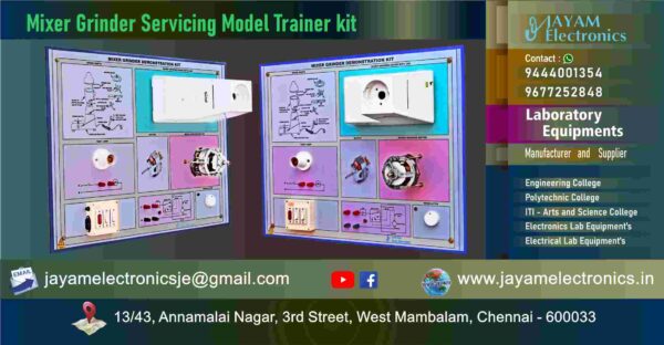ITI Electrical Mechanic Trade Lab Equipment – Mixer Grinder Servicing Model Trainer kit - Manufacturers – Supplier - Chennai – Tamil Nadu – India - Contact - 9444001354; 9677252848