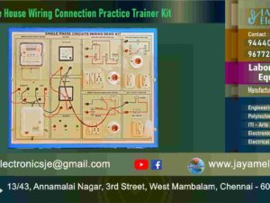 ITI Electrician Trade Lab Equipment – Single Phase House Wiring Connection Practice Trainer Kit - Manufacturers – Supplier - Chennai – Tamil Nadu – India - Contact - 9444001354; 9677252848