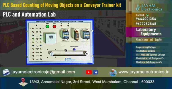 Polytechnic College – EEE Department - PLC and Automation Lab - PLC Based Counting of Moving Objects on a Conveyor Trainer kit – Manufacturer – Supplier – Chennai – Tamil Nadu – India – 9677252848