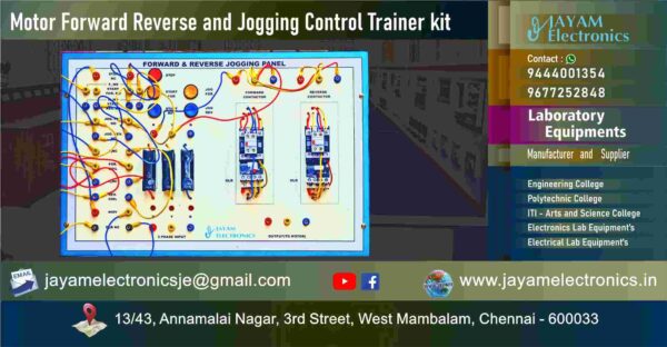 Control of Electrical Machines Lab - Motor Forward Reverse and Jogging Control Circuit Trainer Kit - Manufacturer - Supplier - Chennai – Tamil Nadu – India –9677252848 – Price Rs.25,000-00 - This price is volatile