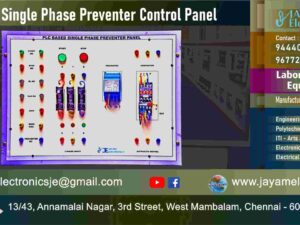 Control of Electrical Machines Lab - PLC Based Single Phase Preventer Control Circuit - Trainer Kit - Manufacturer - Supplier - Chennai – Tamil Nadu – India –9677252848 – Price Rs.25,000-00 - This price is volatile