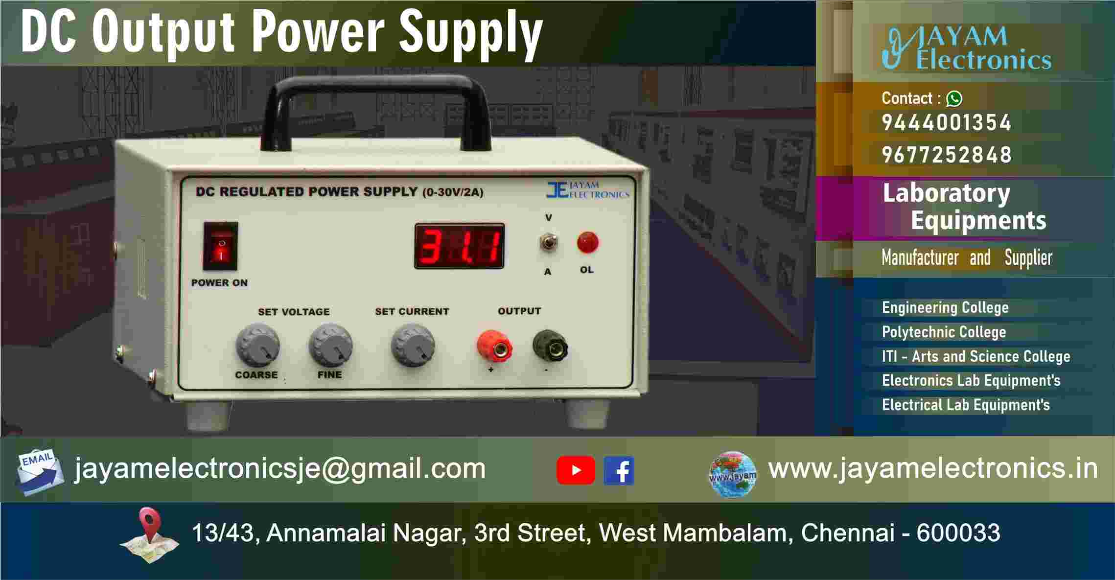Variable - DC Power Supply – Overload protected – Circuit – Manufacturer - Supplier - Chennai – Tamil Nadu – India – 9677252848 – Price Rs.5,000-00 - This price is volatile