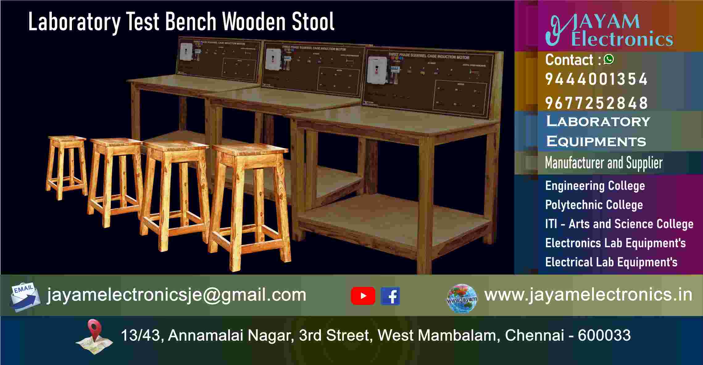 Engineering Lab – Testbench – Wooden stool _ _ Engineering – Electrical Lab – Testbench – Wooden stool - Manufacturer - Supplier - Chennai – Tamil Nadu – India – 9677252848 – Price Rs.75,000-00 - This price is volatile