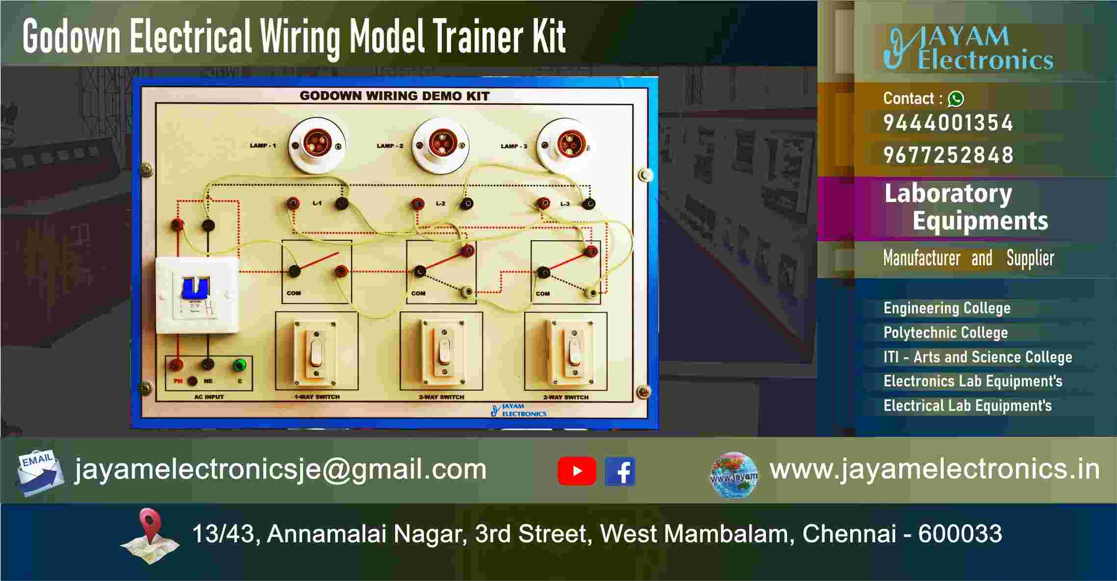Godown Wiring Diagram – Trainer kit - Manufacturer - Supplier - Chennai – Tamil Nadu – India – 9677252848 – Price Rs.15,000-00 - This price is volatile