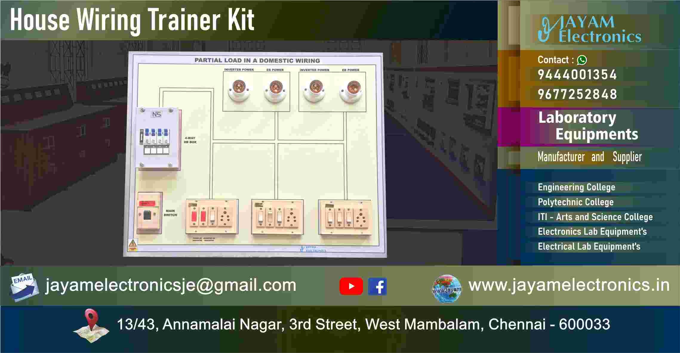 House Wiring – Circuit Diagram – Trainer kit - Manufacturer - Supplier - Chennai – Tamil Nadu – India – 9677252848 – Price Rs.15,000-00 - This price is volatile