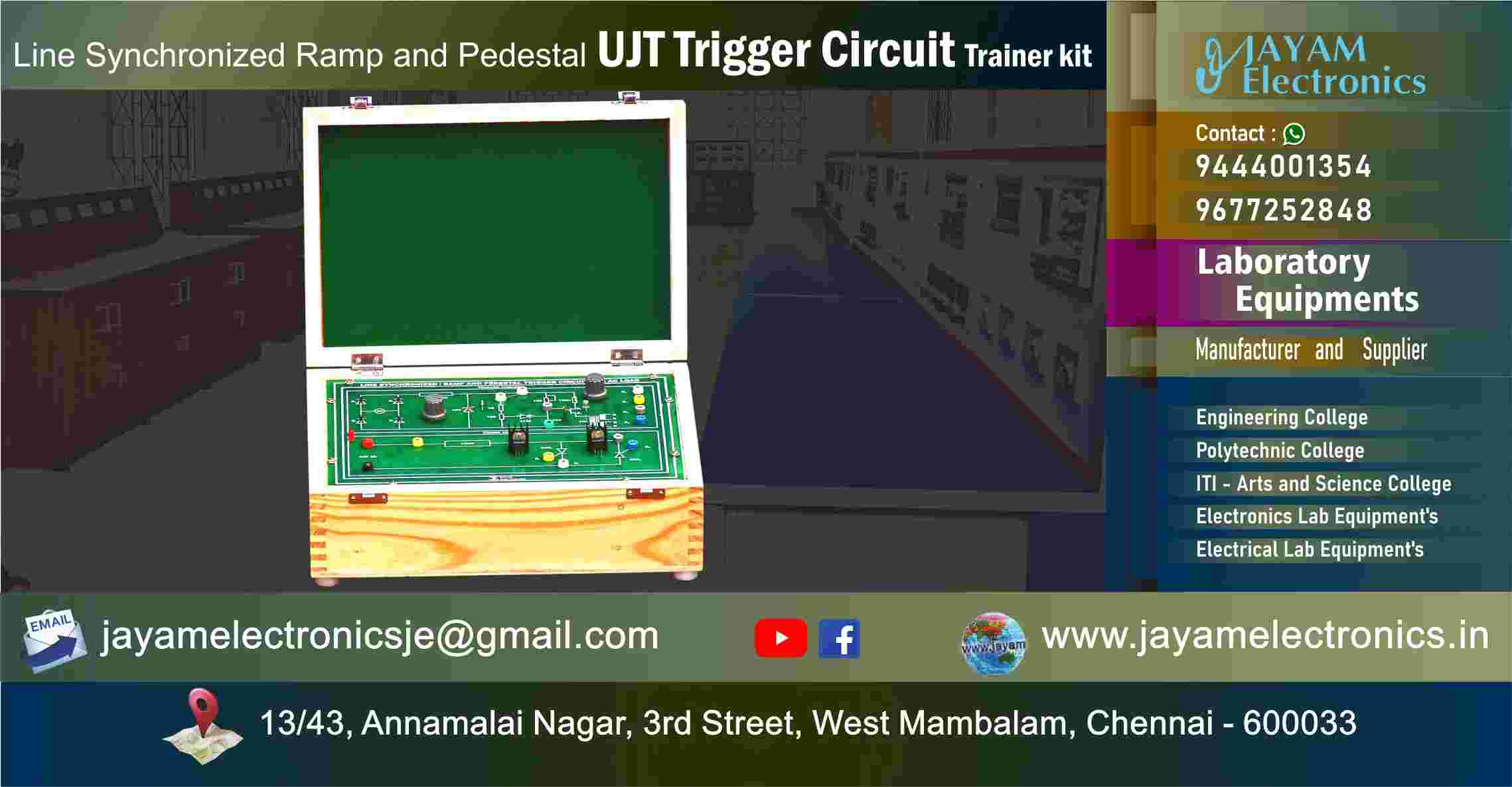 Line Synchronized - Ramp and Pedestal - UJT Trigger Circuit - Trainer kit – Manufacturer - Supplier - Chennai – Tamil Nadu – India – 9677252848 – Price Rs.23,000-00 - This price is volatile