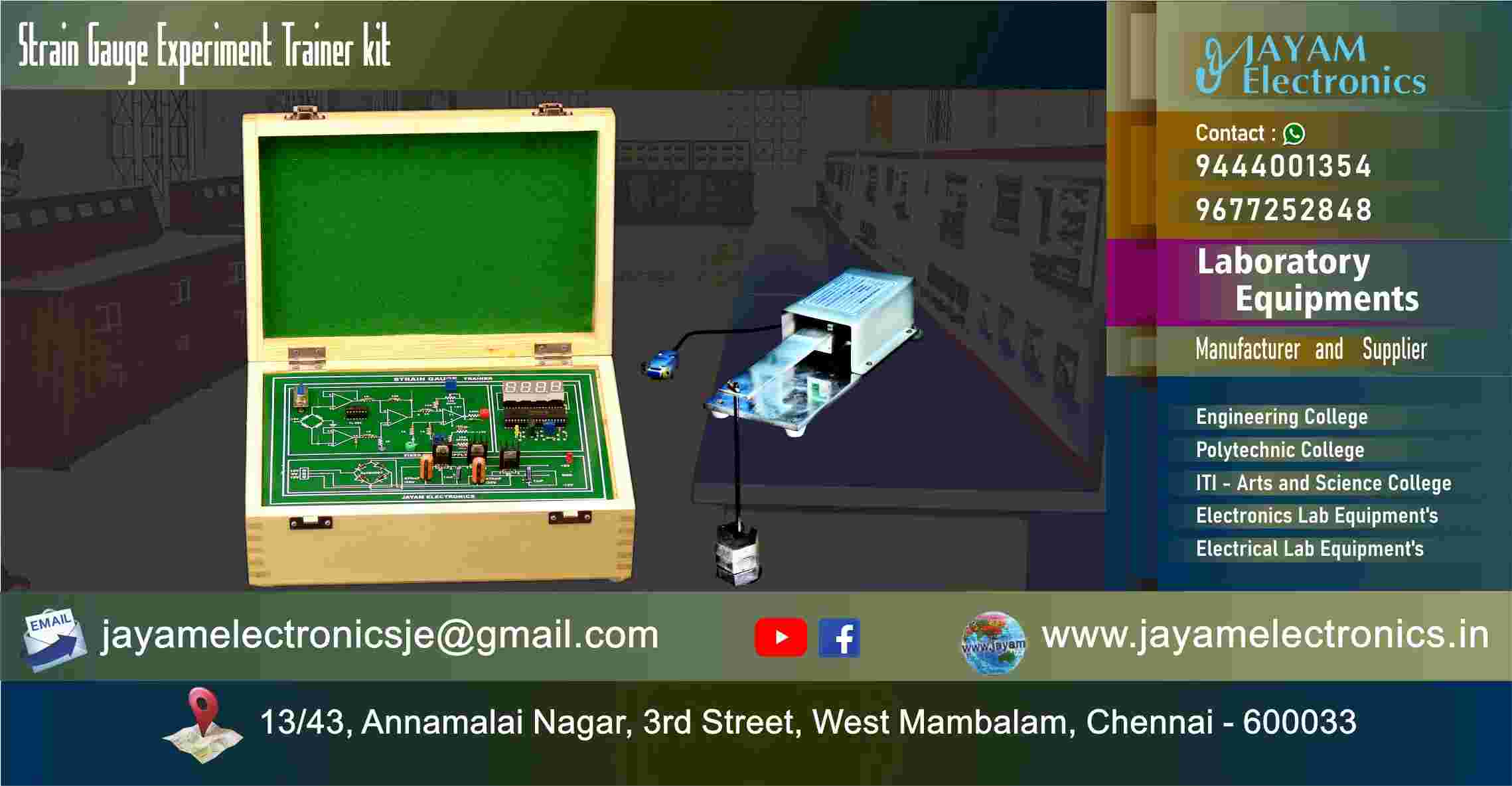 Strain Gauge – Sensor – Trainer kit - Manufacturer - Supplier - Chennai – Tamil Nadu – India – 9677252848 – Price Rs.15,000-00 - This price is volatile