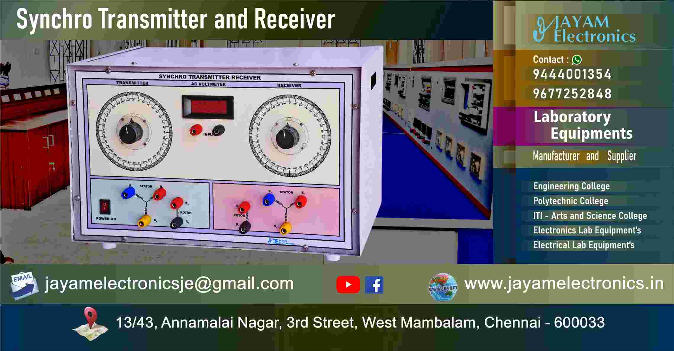Synchro Transmitter and Receiver – Control system – Experiment – Lab - Trainer kit - Manufacturer - Supplier - Chennai – Tamil Nadu – India – 9677252848 – Price Rs.30,000-00 - This price is volatile