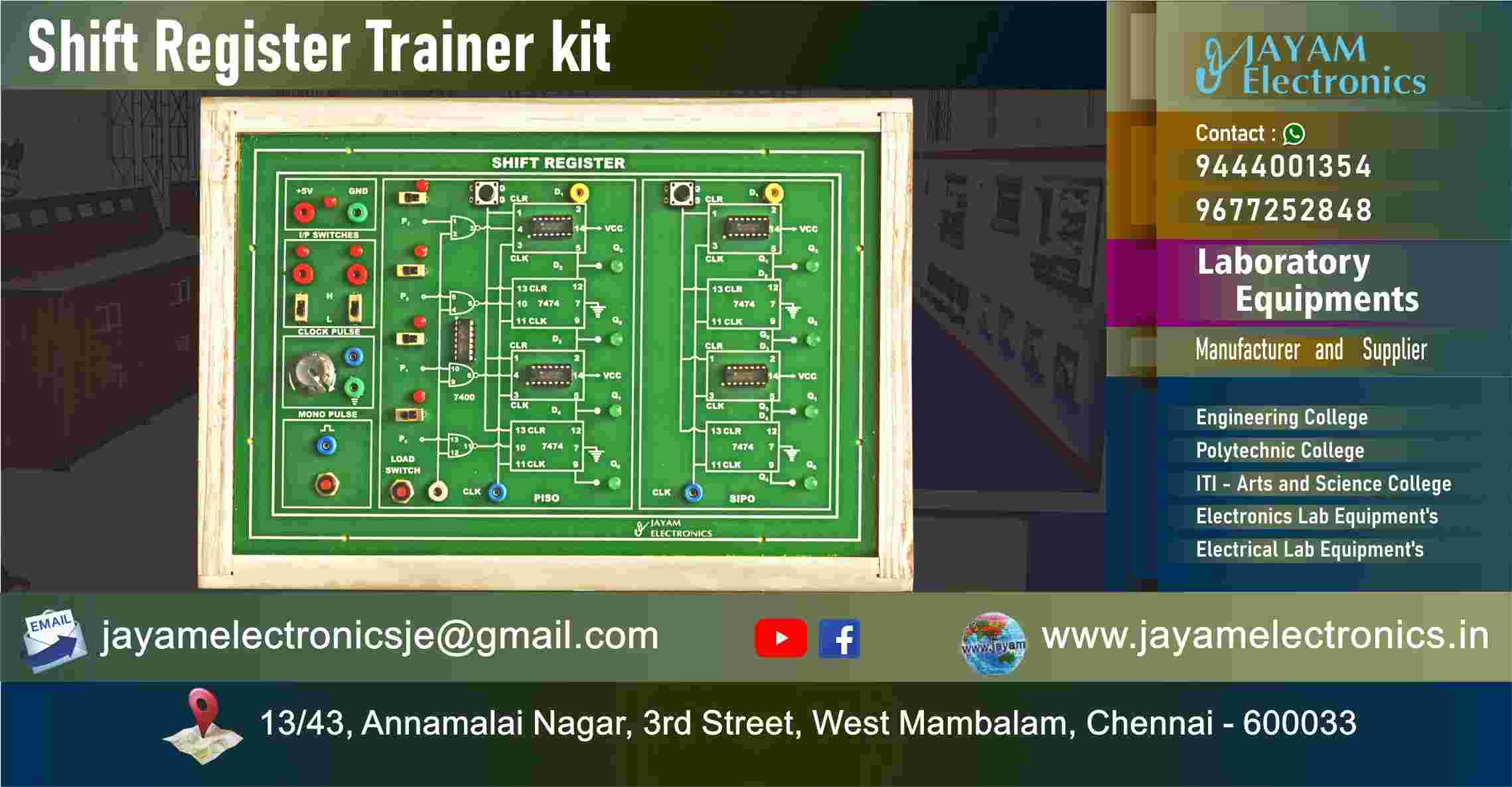Shift Register - Circuit Diagram – Trainer kit - Manufacturer - Supplier - Chennai – Tamil Nadu – India – 9677252848 – Price Rs.6,000-00 - This price is volatile