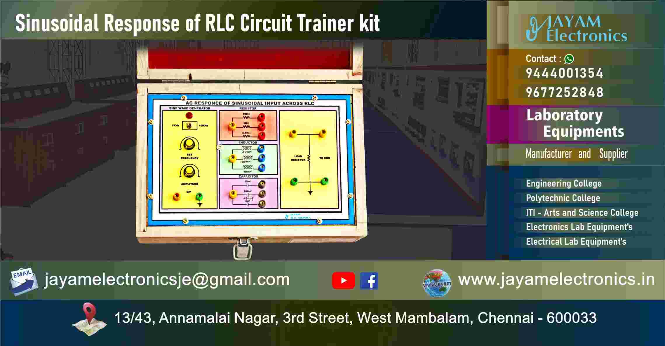 Sinusoidal Response of RLC Circuit - Trainer kit - Manufacturer - Supplier - Chennai – Tamil Nadu – India – 9677252848 – Price Rs.6,500-00 - This price is volatile
